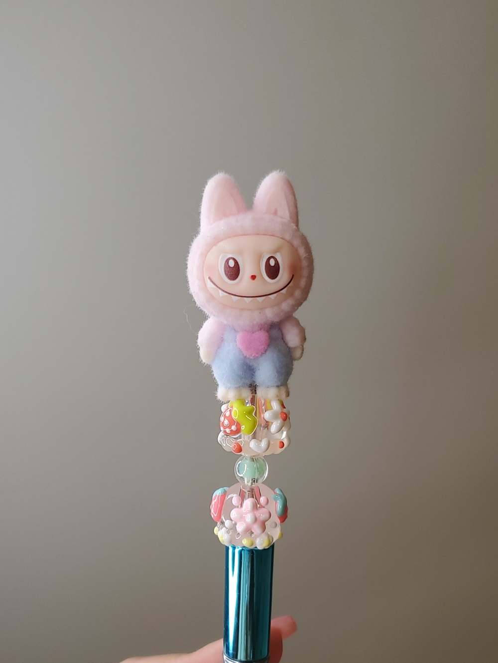 Handmade Pink Labobo Plush Character Soft Pastel Pen